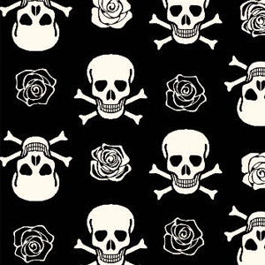 Black White Skull Rose Print